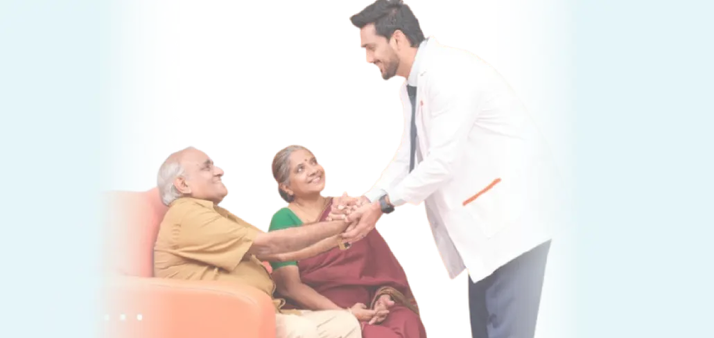 Doctor consulting elderly patients
