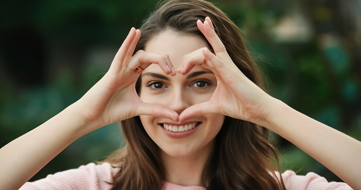 Happy young woman with healthy eyes