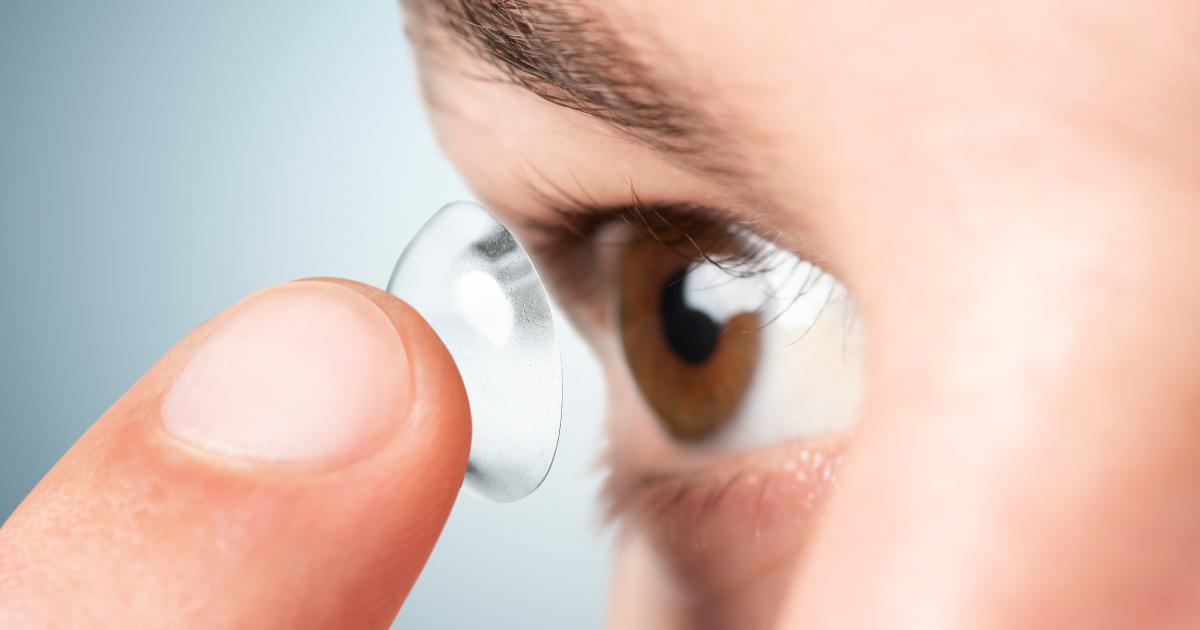 Woman wearing contact lenses