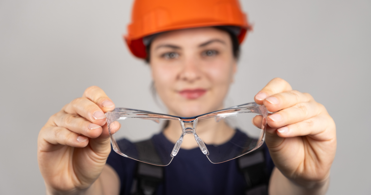 Woman wearing protective eyewear