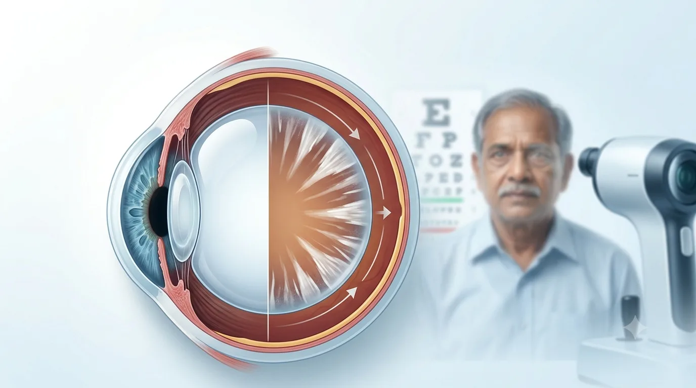 Eye specialist examining a patient for cortical cataract, assessing lens changes, symptoms, progression, diagnosis, and treatment options.