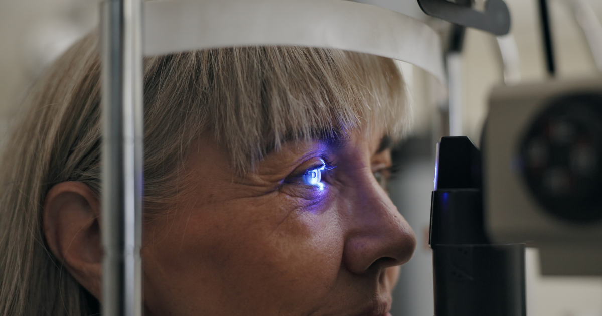 Elderly woman undergoing an eye examination