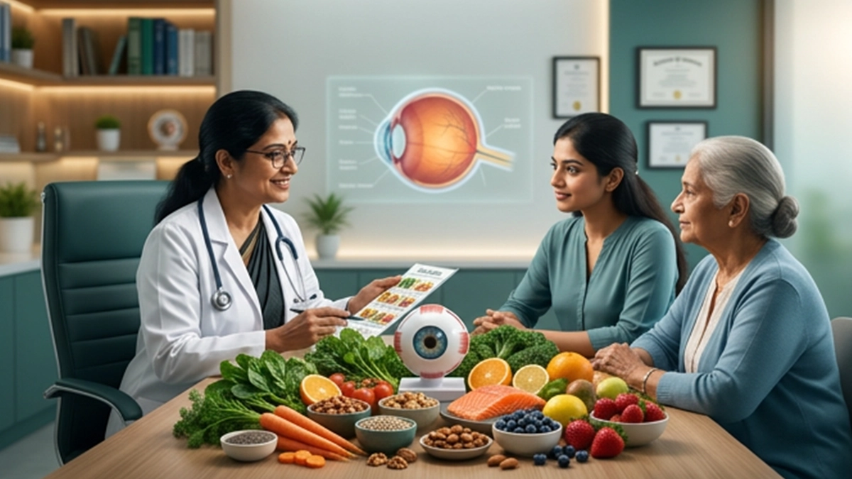 Nutrient-rich foods containing vitamins, minerals, antioxidants, and healthy fats that support healthy eyes and overall vision.