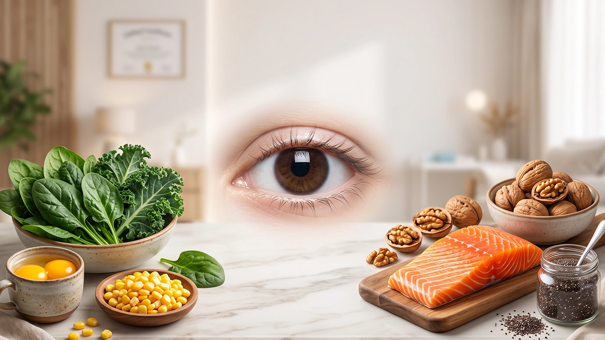 Lutein-rich vegetables and omega-3 foods compared for their potential benefits in supporting retinal health, comfortable eyes, and healthy vision.